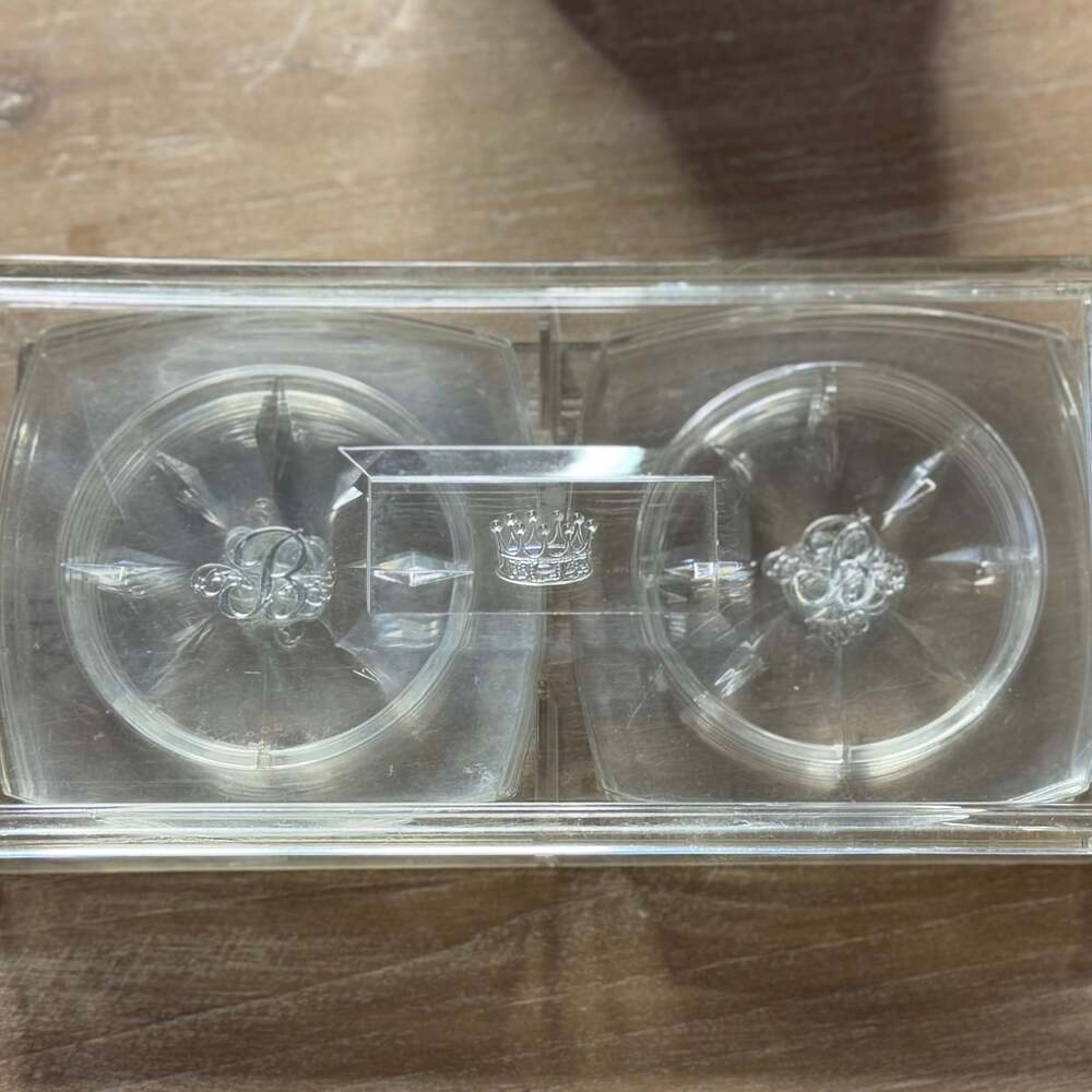 QUEENS LUCITE LUSTERWARE COASTERS “B” monogram
